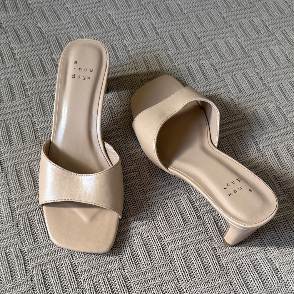 A New Day Women's Beige Heeled Mules - Picture 6 of 8